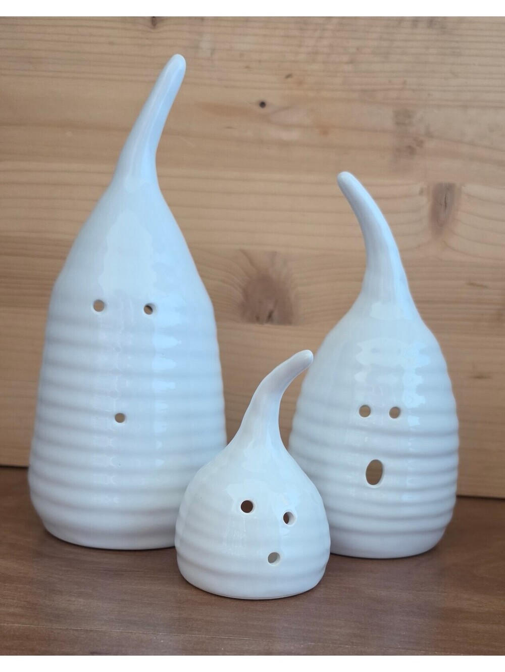 Mollie Jenkins Pottery Ceramic Ghost 3 pc-Handmade Halloween Luminaries MJP,414
